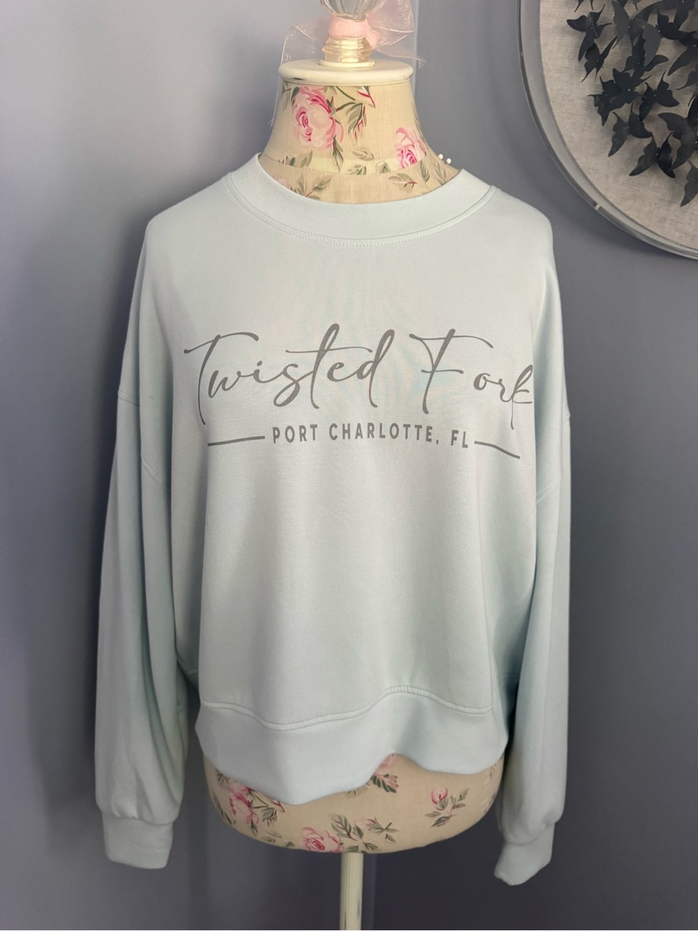 Twisted Fork Port Charlotte Florida Light Blue Crewneck Sweatshirt